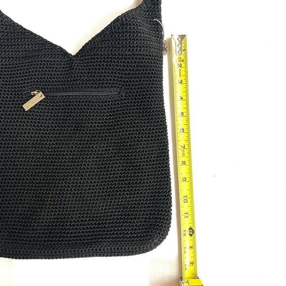 Vintage The Sak Black Crochet Shoulder Bag Boho Purse with Lining - Picture 3 of 8